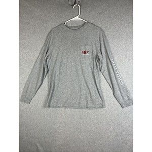 Vineyard Vines Shirt Mens M Gray Long Sleeve Pocket Red 3D Whale Adult
